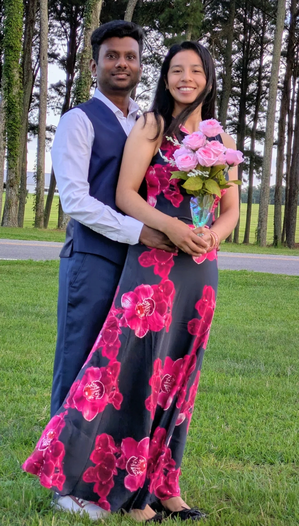 Praveen and Eva Guadalupe together outdoors
